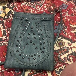 Elegant Studded Crossbody Bag in Teal